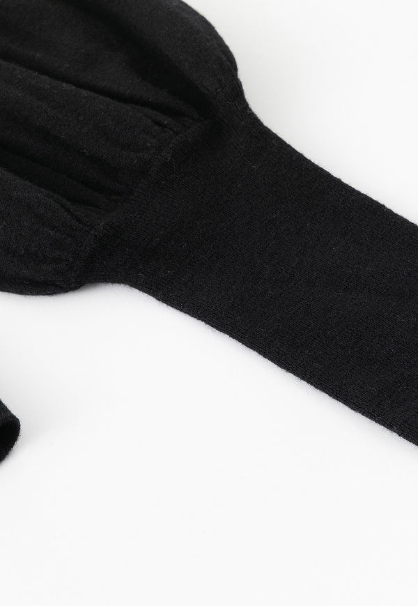 Aleger Cashmere | Black Cashmere Blend Low V Keyhole Sweater