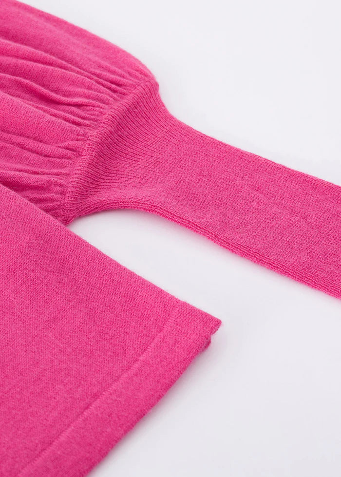 Aleger Cashmere | Cashmere Blend Bell Sleeve Crew | Fushia