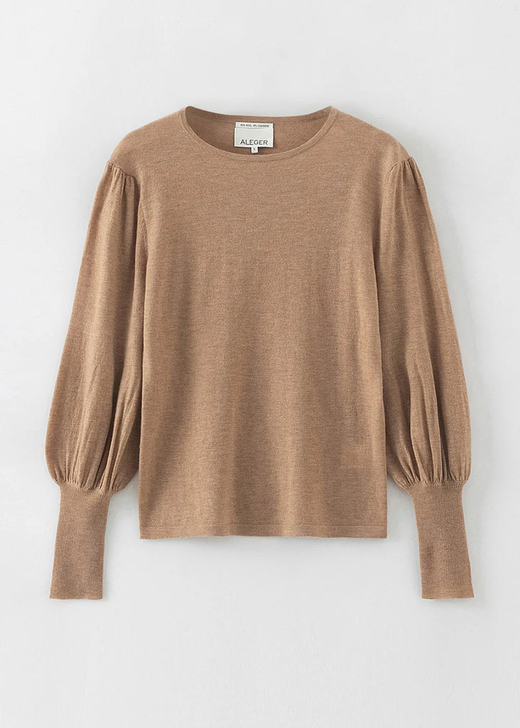 Aleger Cashmere | Cashmere Blend Bell Sleeve Crew | Spice