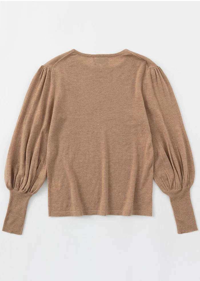 Aleger Cashmere | Cashmere Blend Bell Sleeve Crew | Spice