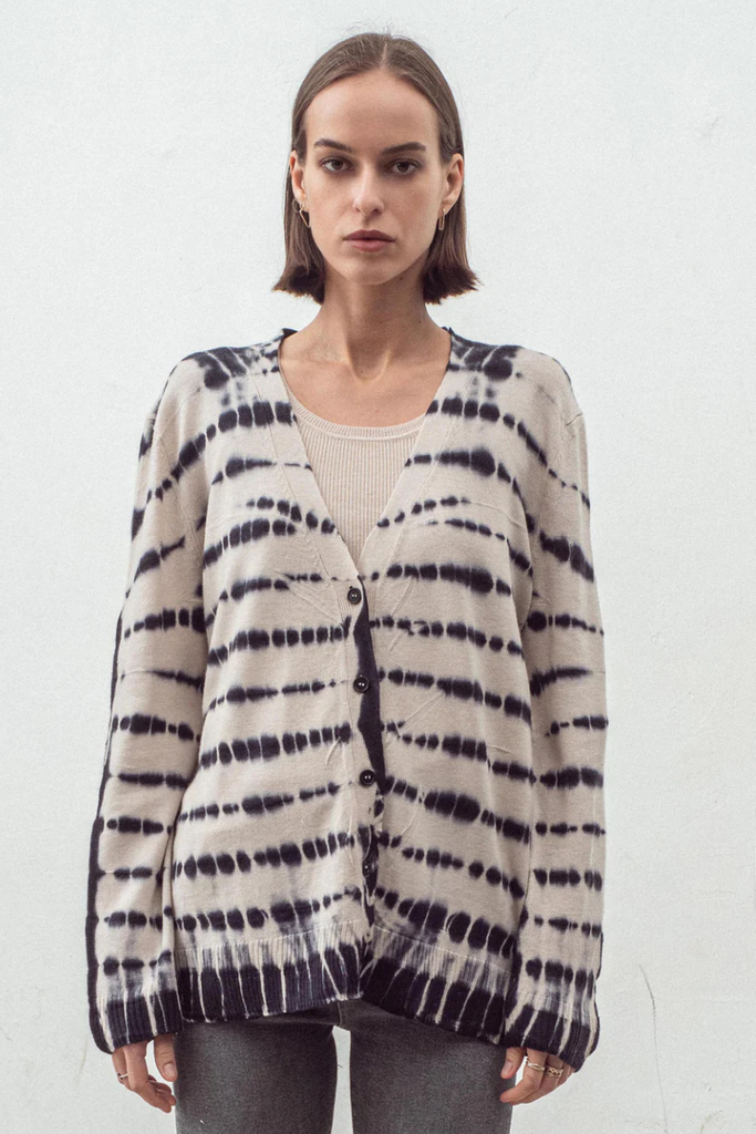 Aleger Cashmere | Cashmere Blend Long Line Cardigan | Shell Lead