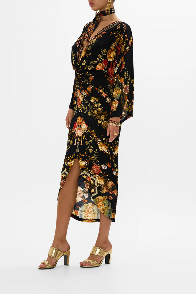 Camilla | Stitched in Time Long Split Front Twist Dress