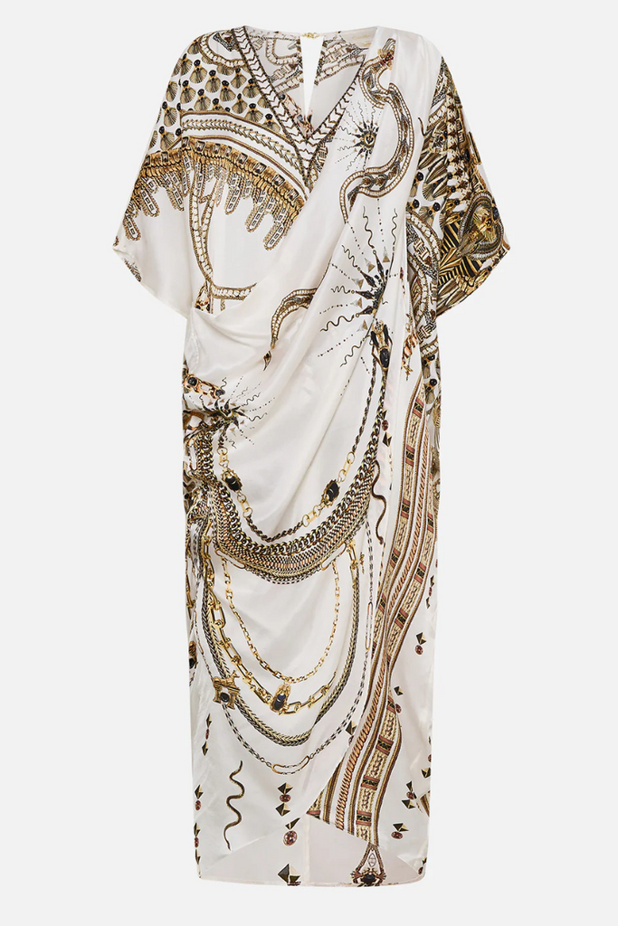 Camilla | Goddess Energy V Neck Gathered Shoulder Draped Kaftan