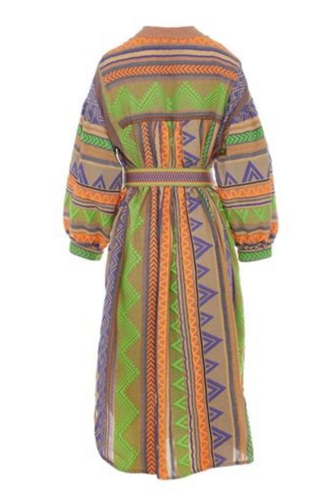 Devotion Twins | Matilda Long Dress | Green/Orange