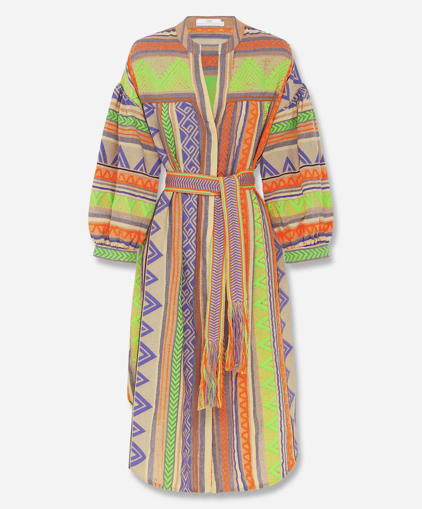 Devotion Twins | Matilda Long Dress | Green/Orange