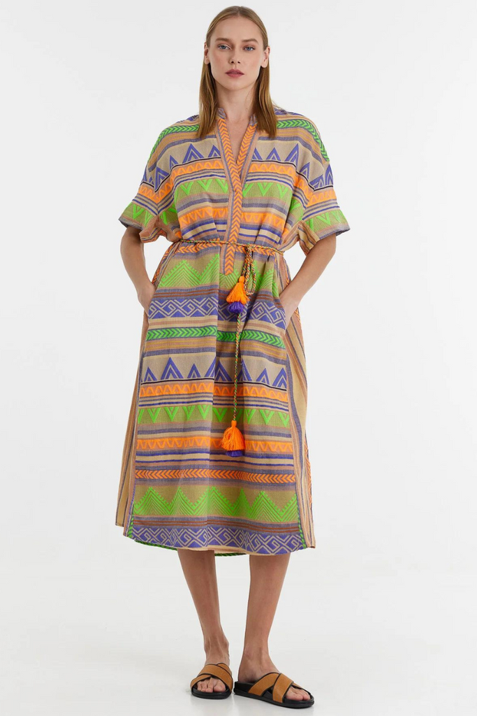 Devotion Twins | Veloudenia Long Dress | Green/Orange