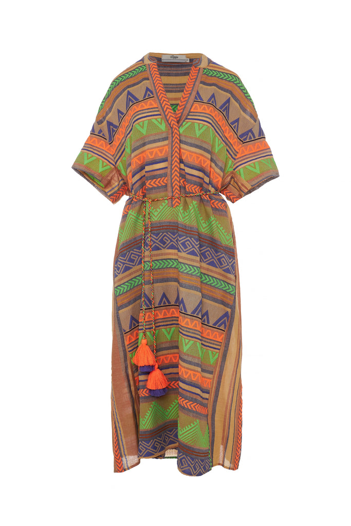 Devotion Twins | Veloudenia Long Dress | Green/Orange