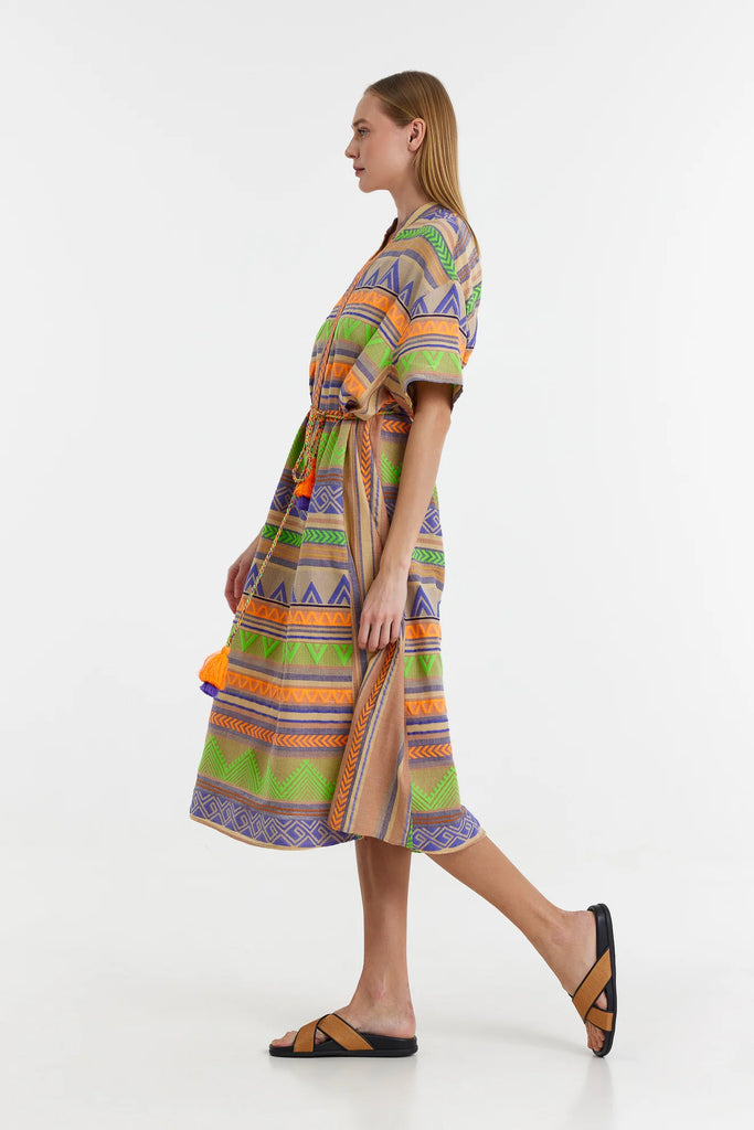 Devotion Twins | Veloudenia Long Dress | Green/Orange