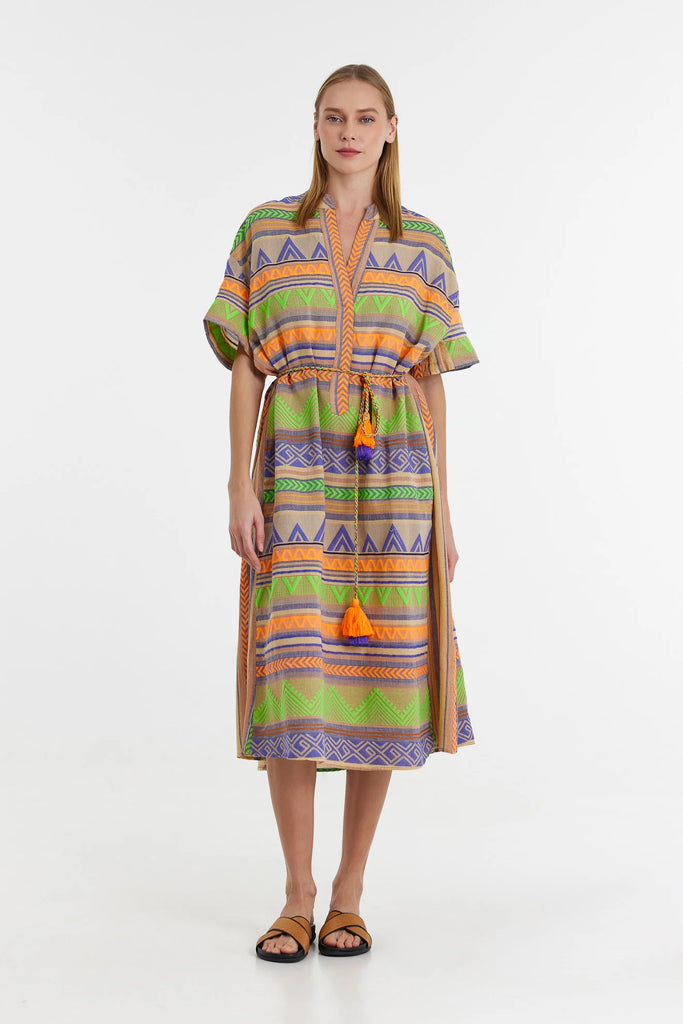 Devotion Twins | Veloudenia Long Dress | Green/Orange