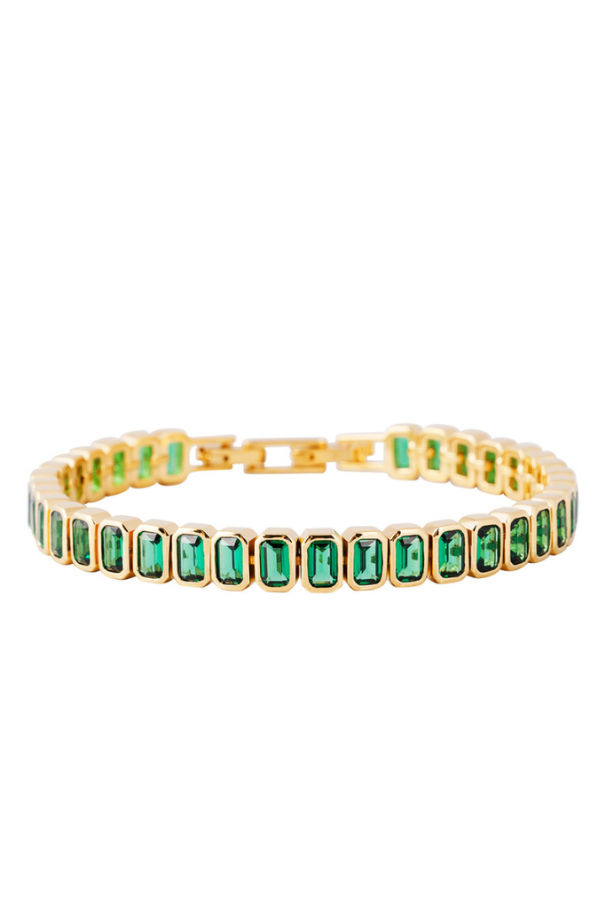 Fairley | Green Emerald Cut Tennis Bracelet