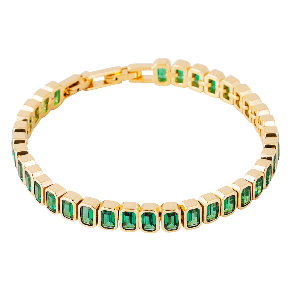 Fairley | Green Emerald Cut Tennis Bracelet