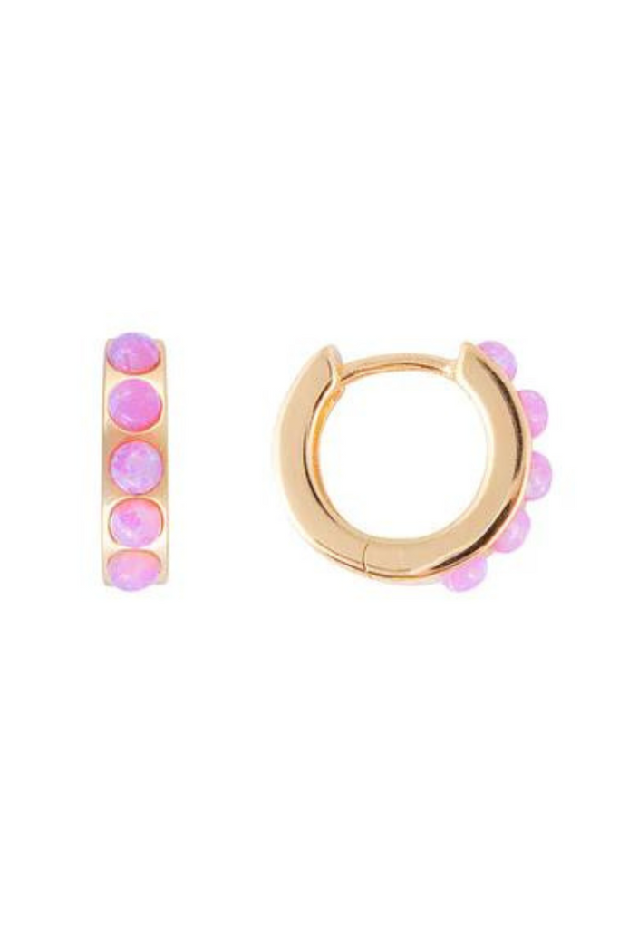 Fairley | Hot Pink Opal Crystal Huggies