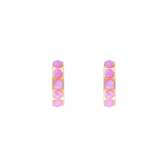 Fairley | Hot Pink Opal Crystal Huggies