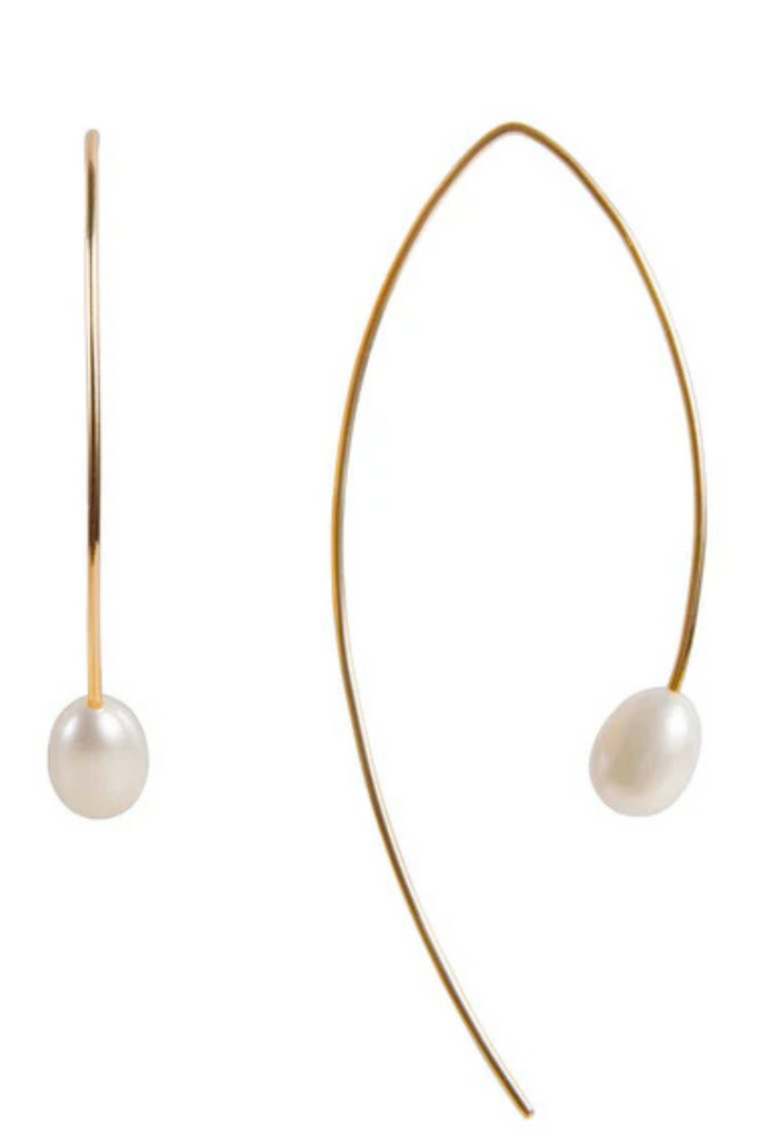 Fairley | Pearl Curve Earrings Gold