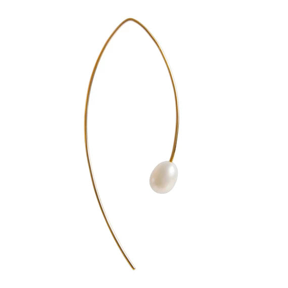 Fairley | Pearl Curve Earrings Gold