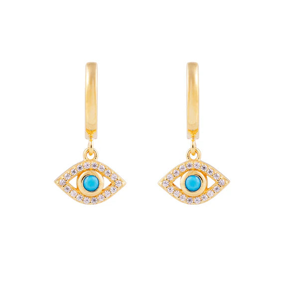 Fairley | Turquoise Evil Eye Hoops