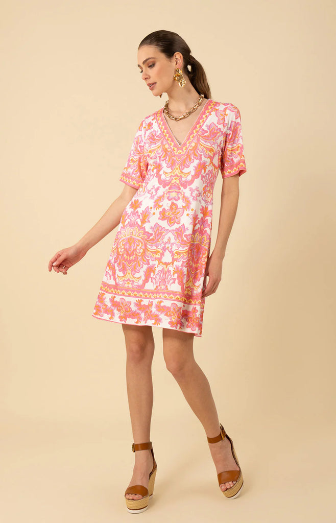 Hale Bob | Bethany V Neck Dress | Pink