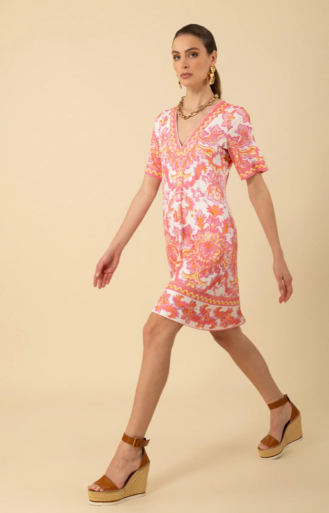 Hale Bob | Bethany V Neck Dress | Pink