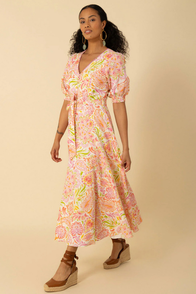 Hale Bob | Faye Short Sleeve Maxi Dress | Pink