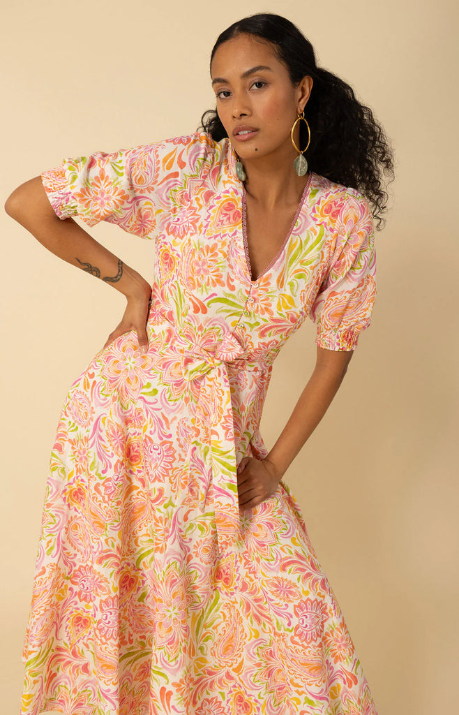 Hale Bob | Faye Short Sleeve Maxi Dress | Pink