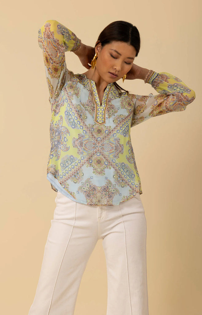 Hale Bob | Renata Long Sleeve Top | Turquoise