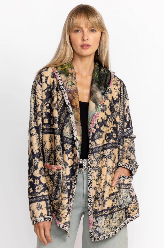 Johnny Was | Joan Sherpa Jacket (Reversible) | Rawi Scarf Print