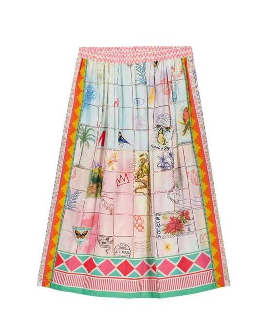 Me369 | Vanessa Linen Printed Skirt | Heritage