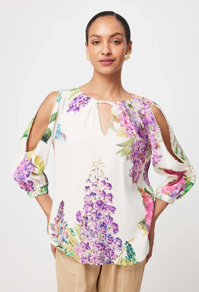 Once Was | Annabelle Cold Shoulder Dobby Blouse | Wisteria Alba