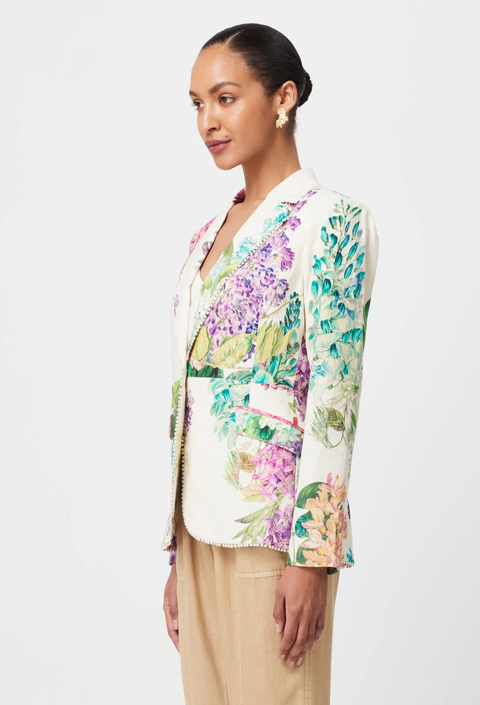 Once Was | Bahia Lace Trim Linen Viscose Blazer