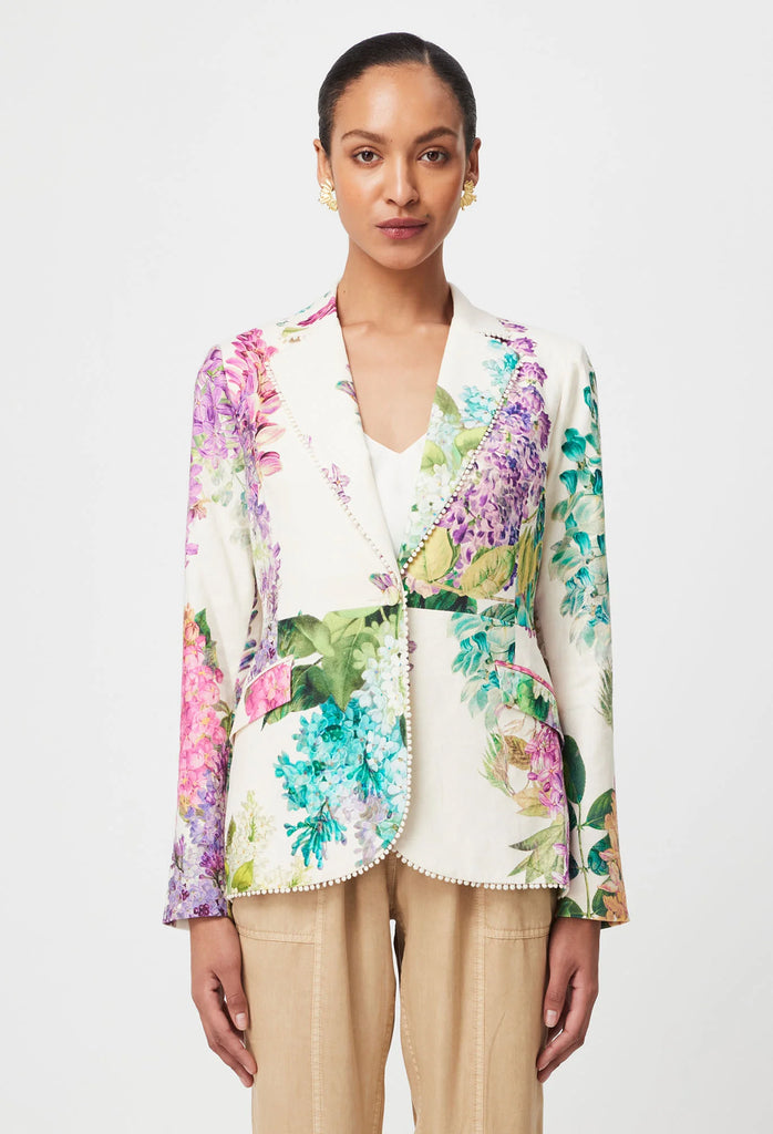 Once Was | Bahia Lace Trim Linen Viscose Blazer