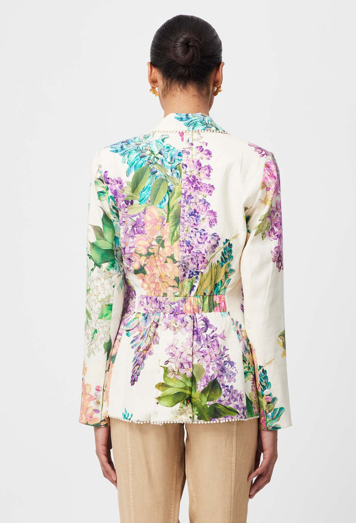 Once Was | Bahia Lace Trim Linen Viscose Blazer