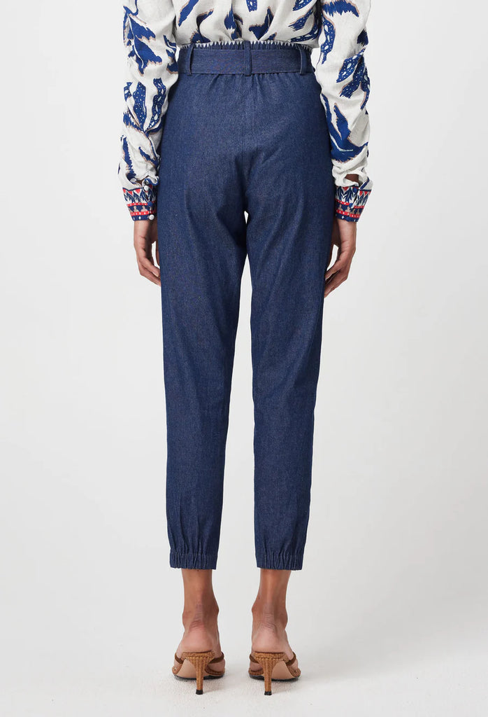 Once Was | Delray Placement Embroidered Cotton Denim Pant