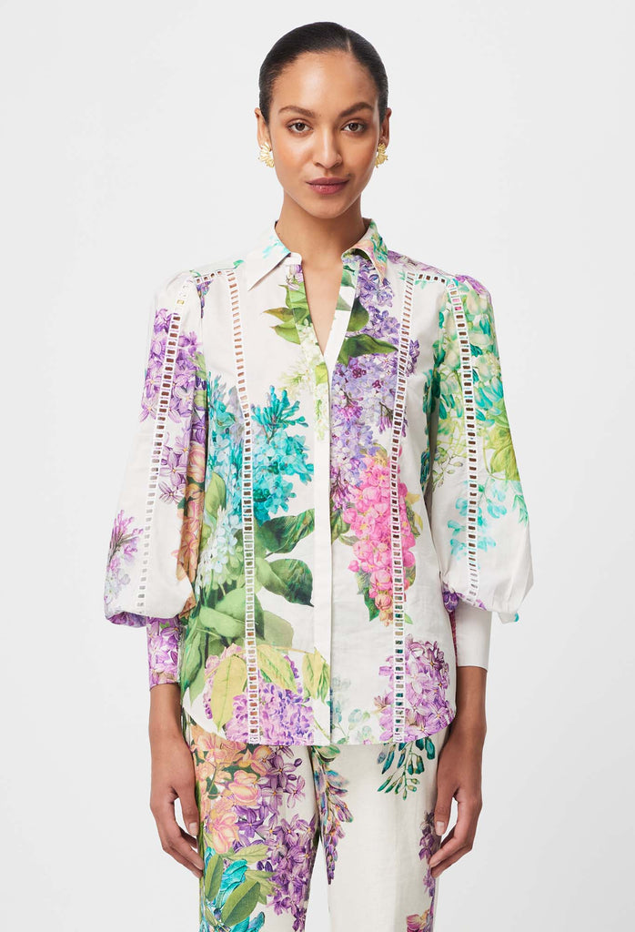 Once Was | Swanson Placement Cotton Voile Shirt | Wisteria Alba