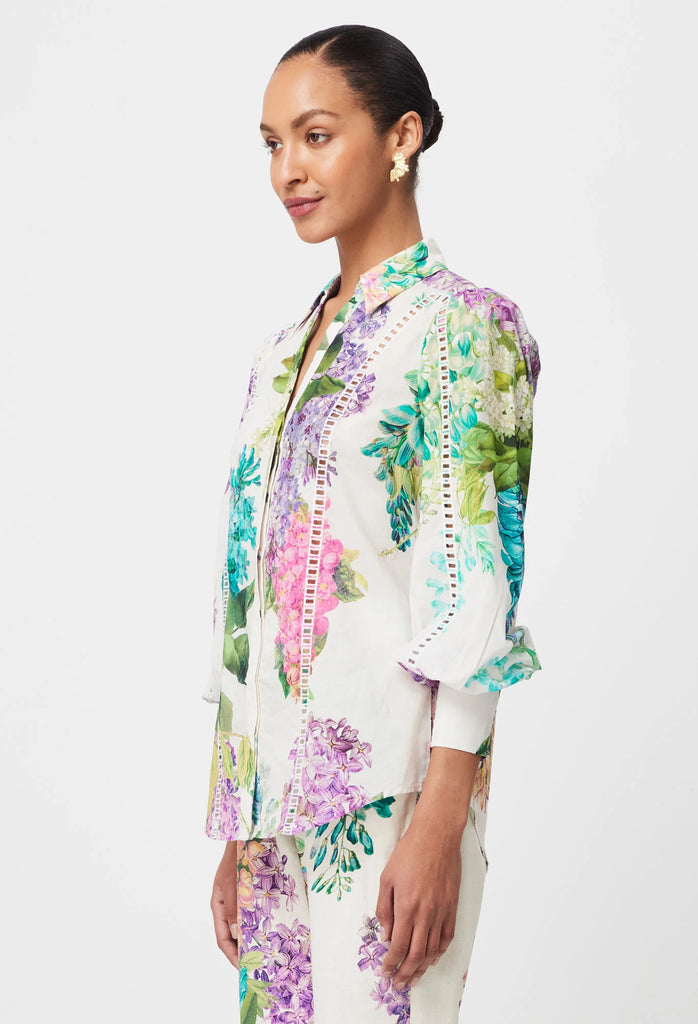 Once Was | Swanson Placement Cotton Voile Shirt | Wisteria Alba