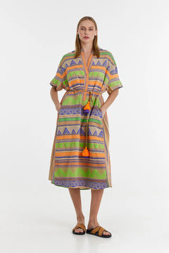 Devotion Twins | Veloudenia Long Dress | Green/Orange